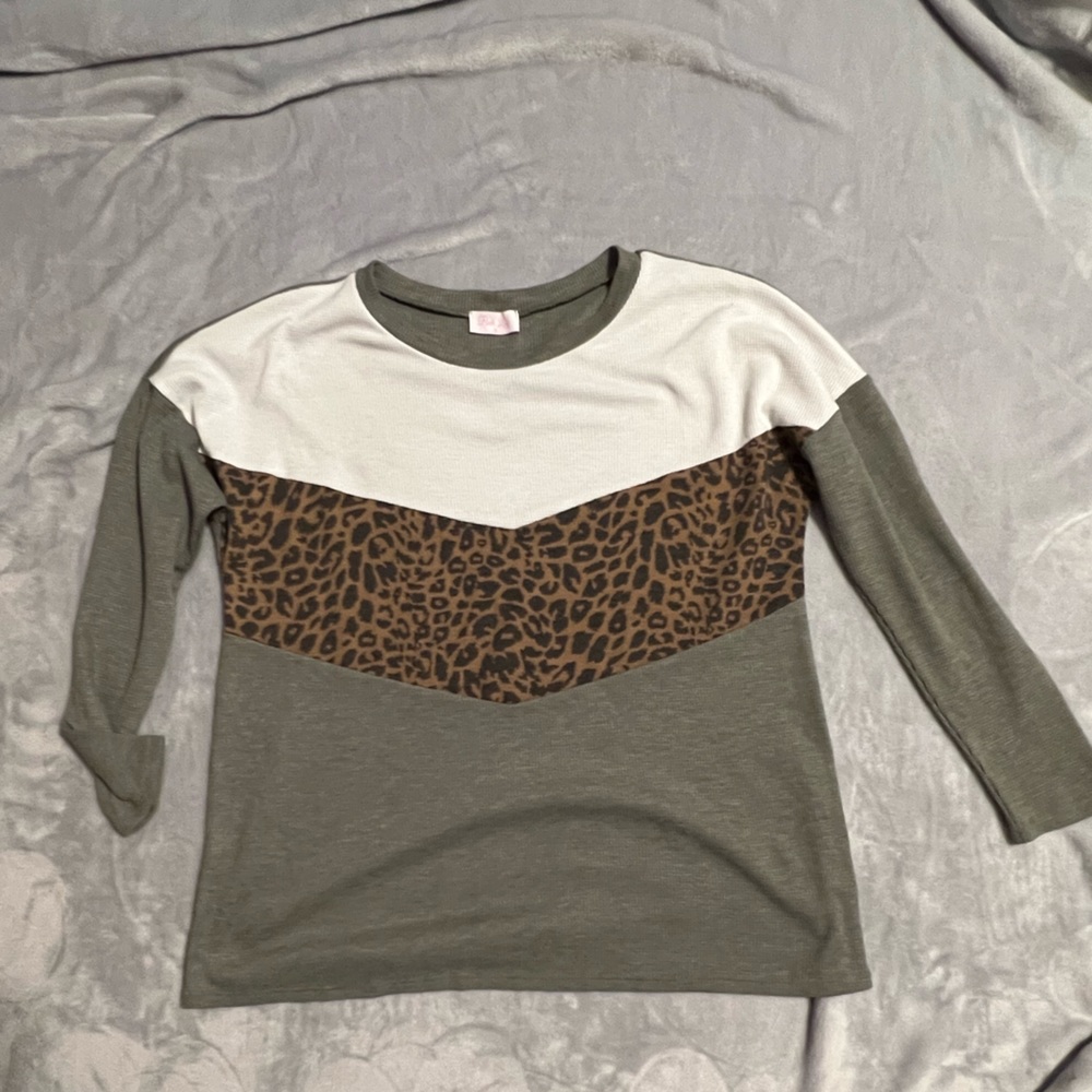 Pink Lily Waffle Knit Long Sleeve Women’s Top Multi Media Small